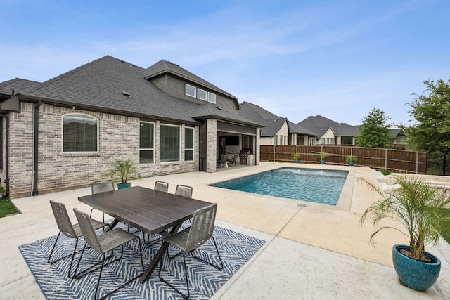 307 Misty Ln, Argyle, TX 76226 - view of pool with a patio area, a fenced backyard, outdoor dining area, and a grill