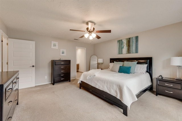 640 Silverstone Dr, Richardson, TX 75080 - bedroom with light carpet, a ceiling fan, and ensuite bathroom