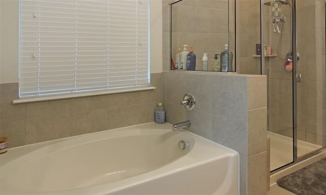 219 Spruce Valley Dr, Justin, TX 76247 - bathroom with a stall shower and a garden tub