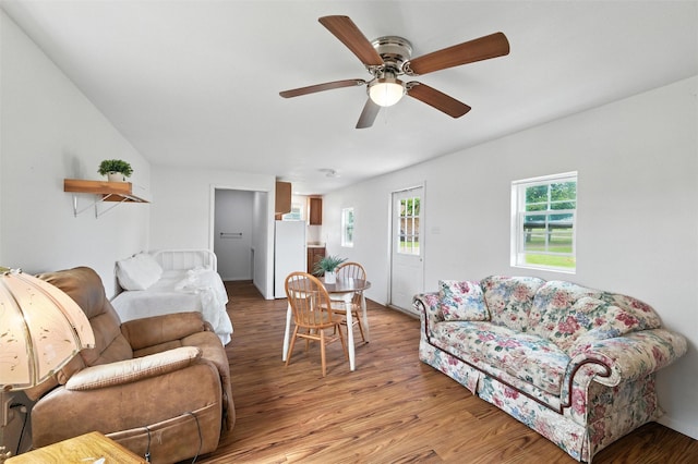 7220 Tucker Dr, Weatherford, TX 76085 - living room with light wood finished floors and a ceiling fan