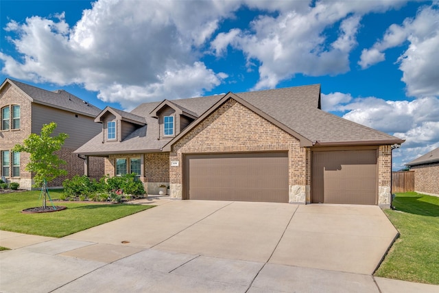 276 Jefferson Ln, Fate, TX 75189 - view of front of property with an attached garage, a shingled roof, brick siding, and concrete driveway
