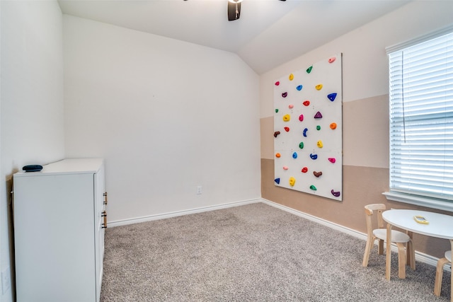 276 Jefferson Ln, Fate, TX 75189 - carpeted spare room featuring ceiling fan, vaulted ceiling, and plenty of natural light