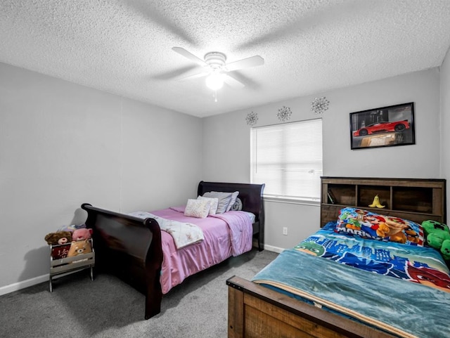 1013 Huntersglen Dr, Mesquite, TX 75150 - carpeted bedroom with a textured ceiling and a ceiling fan