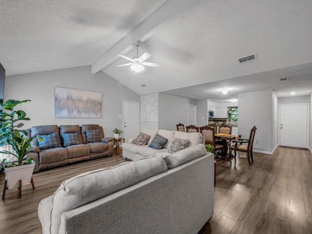 1013 Huntersglen Dr, Mesquite, TX 75150 - living room with wood finished floors, a textured ceiling, and ceiling fan