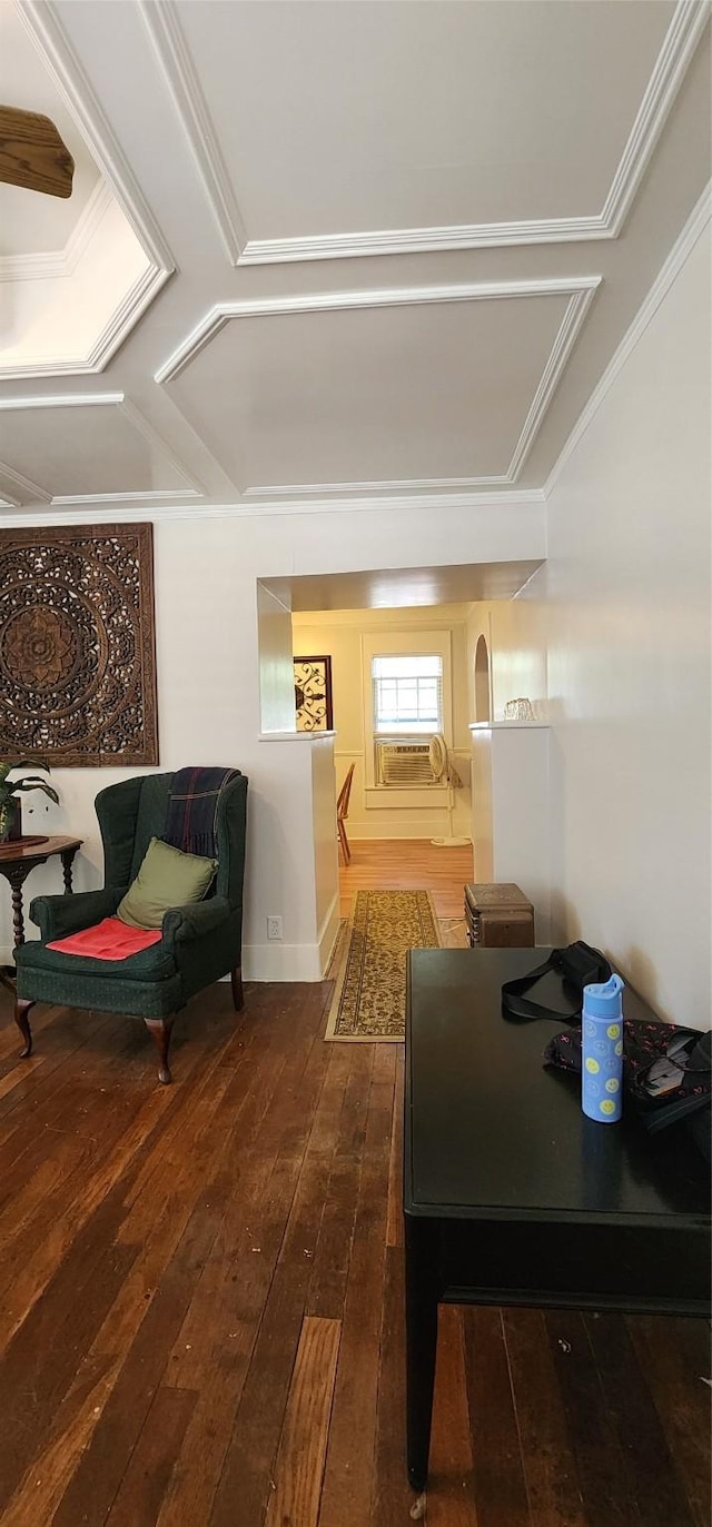 108 S Bonham St, Mexia, TX 76667 - hall with hardwood / wood-style flooring and ornamental molding