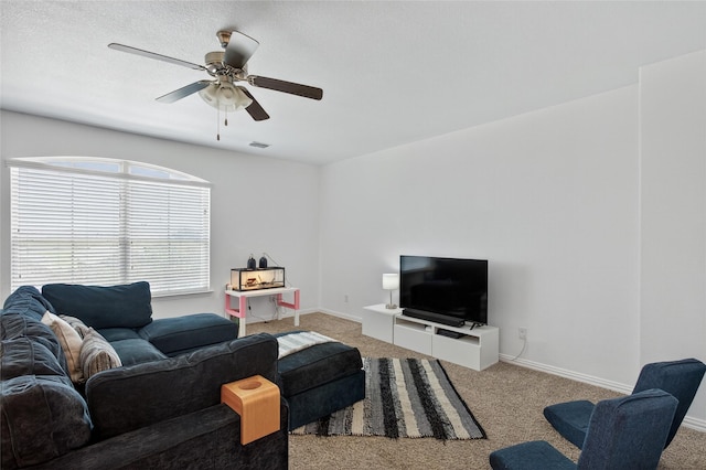 14800 Star Creek Dr, Aledo, TX 76008 - carpeted living area with ceiling fan and baseboards