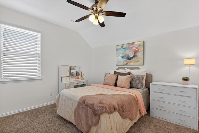 14800 Star Creek Dr, Aledo, TX 76008 - bedroom featuring light colored carpet, vaulted ceiling, and ceiling fan