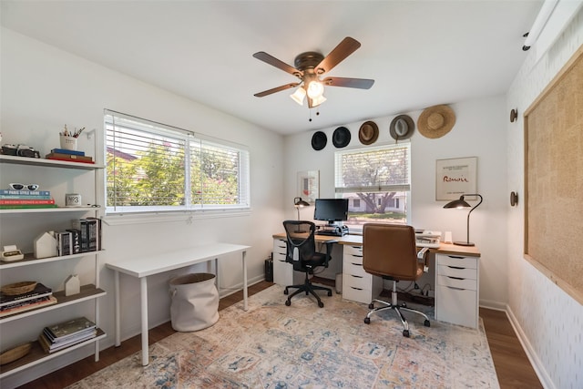 714 Silverstone Dr, Richardson, TX 75080 - office space featuring wood finished floors and ceiling fan