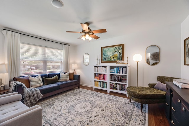 714 Silverstone Dr, Richardson, TX 75080 - living room featuring ceiling fan and wood finished floors
