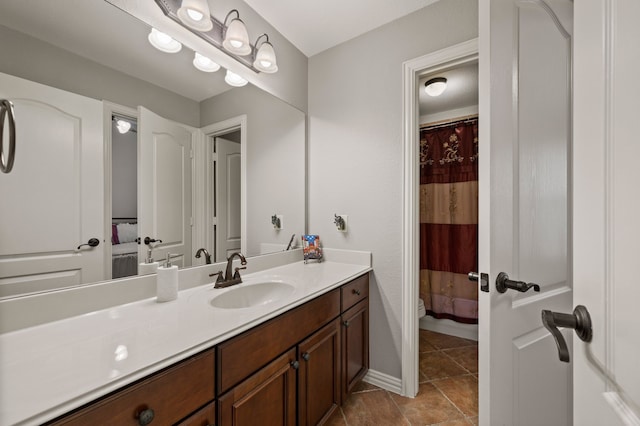 1829 Lewis Crossing Dr, Keller, TX 76248 - full bath with vanity, tile patterned floors, and curtained shower