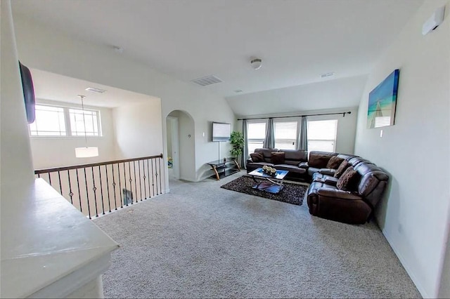 1844 Rio Costilla Rd, Fort Worth, TX 76131 - living room featuring carpet, plenty of natural light, and arched walkways