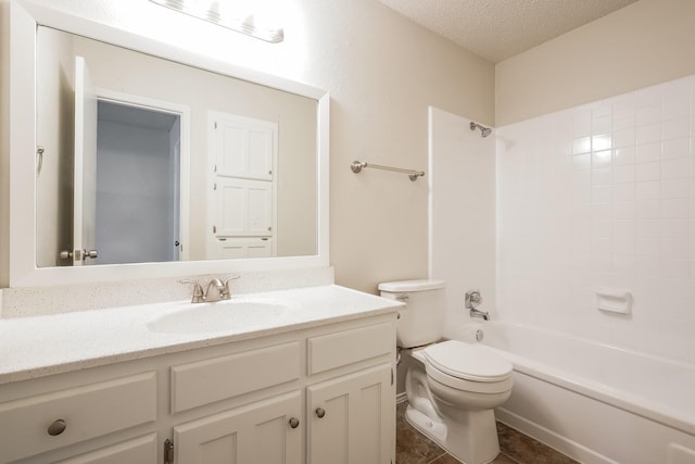 5903 Cameron Dr, Arlington, TX 76017 - full bathroom with vanity, shower / tub combination, a textured ceiling, and tile patterned flooring