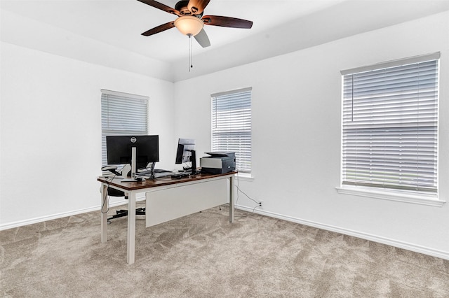 2904 Champlin Ct, Richardson, TX 75082 - home office with carpet flooring and a ceiling fan