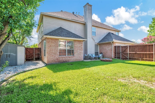 2904 Champlin Ct, Richardson, TX 75082 - rear view of property with a gate, a fenced backyard, brick siding, a chimney, and roof with shingles