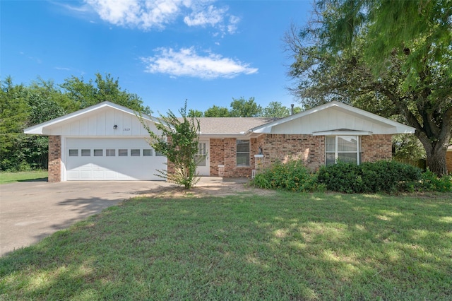 1509 Jefferson St, Bowie, TX 76230 - single story home with brick siding, concrete driveway, an attached garage, and a front lawn