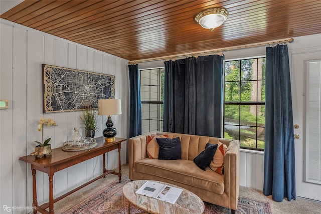3933 Baltimore Ave, Shreveport, LA 71106 - carpeted living area featuring wood ceiling