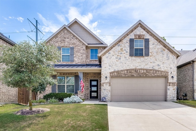 11825 Wulstone Rd, Fort Worth, TX 76052 - view of front of property featuring concrete driveway, an attached garage, a standing seam roof, and brick siding