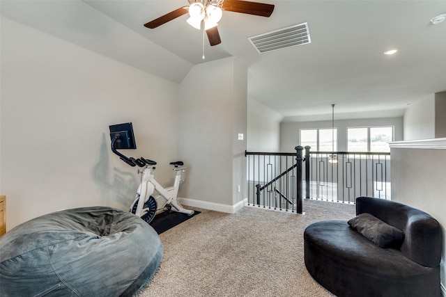 11825 Wulstone Rd, Fort Worth, TX 76052 - sitting room with ceiling fan, carpet, and an upstairs landing