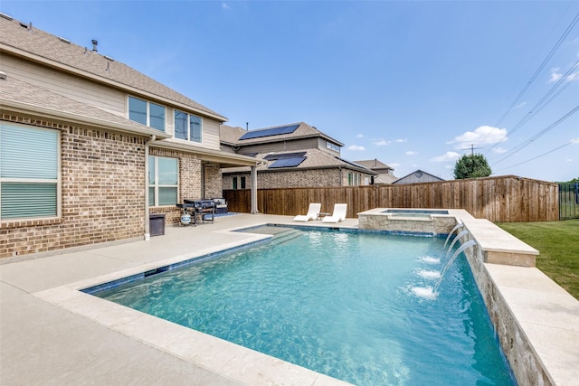 11825 Wulstone Rd, Fort Worth, TX 76052 - view of swimming pool with a patio area, a fenced backyard, and a pool with connected hot tub
