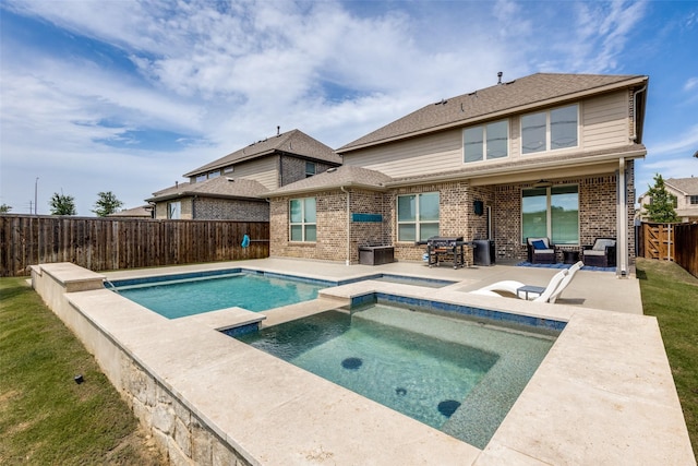 11825 Wulstone Rd, Fort Worth, TX 76052 - view of pool featuring a fenced backyard, a patio area, and a pool with connected hot tub