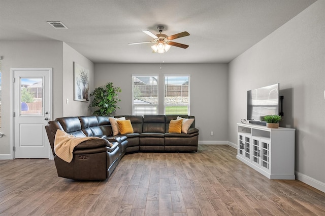 171 Tanager Dr, Rhome, TX 76078 - living area featuring ceiling fan and wood finished floors