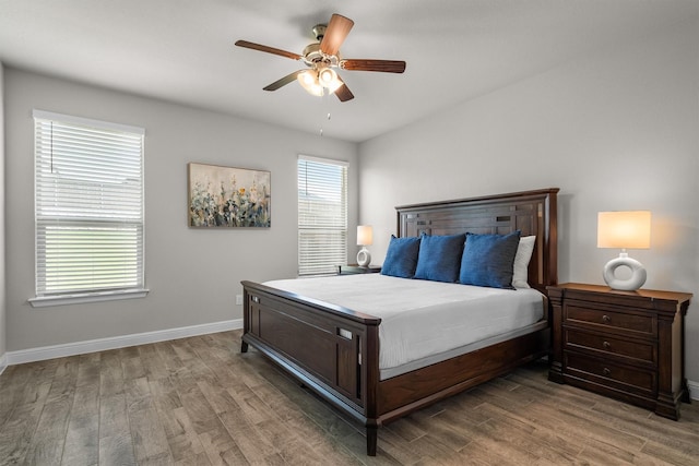 171 Tanager Dr, Rhome, TX 76078 - bedroom with wood finished floors and ceiling fan