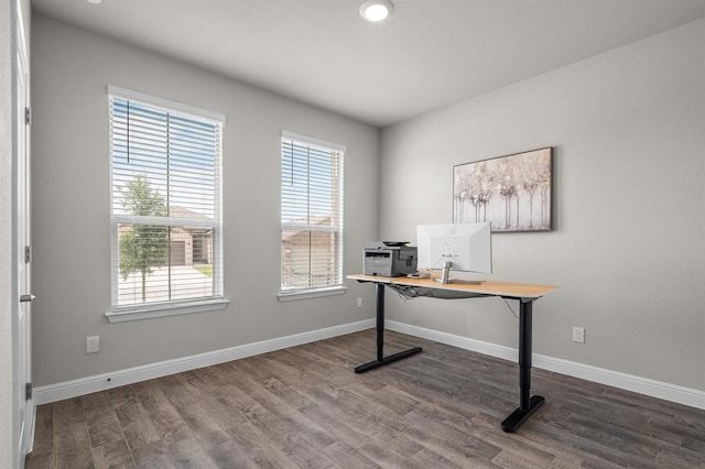 171 Tanager Dr, Rhome, TX 76078 - office area with wood finished floors and baseboards