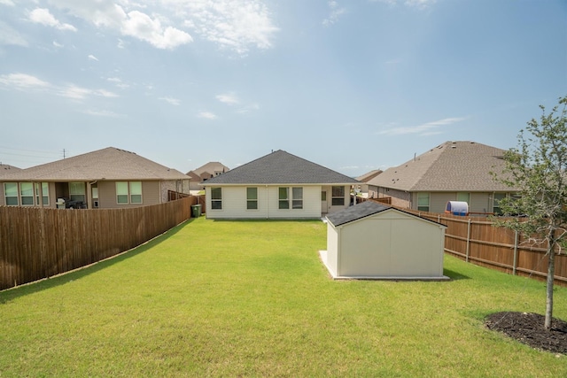 171 Tanager Dr, Rhome, TX 76078 - back of house featuring a fenced backyard and a storage shed