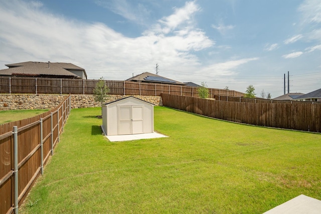 171 Tanager Dr, Rhome, TX 76078 - fenced backyard featuring a storage unit