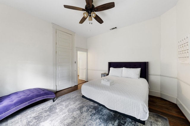5502 Victor, Dallas, TX 75214 - bedroom with wood finished floors and ceiling fan