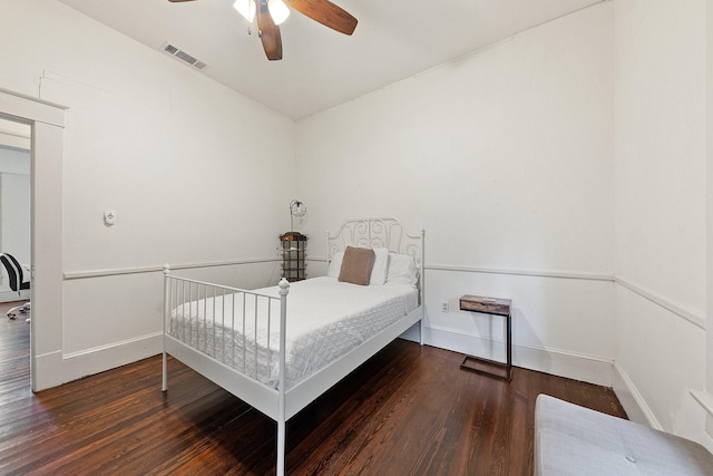 5502 Victor, Dallas, TX 75214 - bedroom with wood-type flooring and ceiling fan