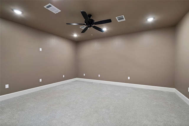 2604 Silverado Trl, Sherman, TX 75092 - empty room featuring light colored carpet, a ceiling fan, and recessed lighting