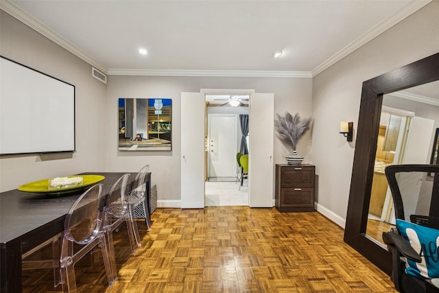 11330 Park Central Pl Unit C, Dallas, TX 75230 - foyer featuring ornamental molding, recessed lighting, and a ceiling fan