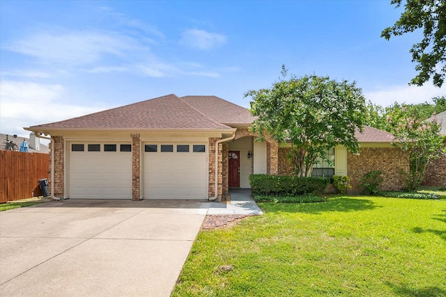 5603 Farris Dr, Arlington, TX 76017 - ranch-style home featuring an attached garage, brick siding, driveway, and roof with shingles