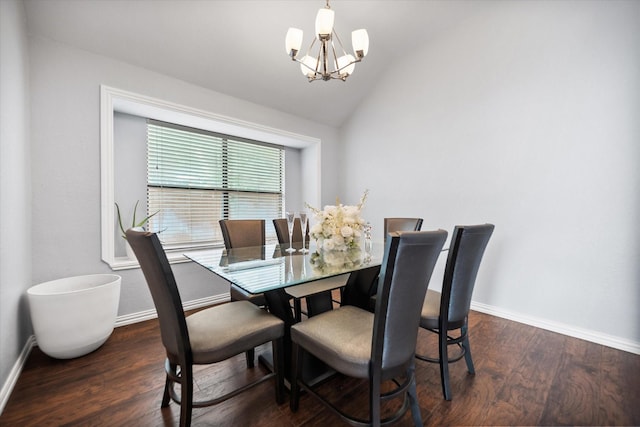 5603 Farris Dr, Arlington, TX 76017 - dining area with a chandelier, wood finished floors, and lofted ceiling