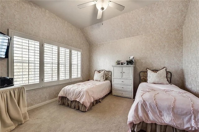 946 Briar Oaks Dr, Rockwall, TX 75087 - carpeted bedroom with lofted ceiling and a ceiling fan