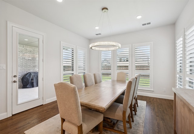2751 Langley Way, Prosper, TX 75078 - dining area featuring dark wood-style floors and recessed lighting