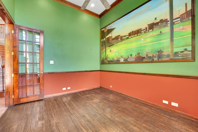 1910 Saint Johns Ave, Allen, TX 75002 - empty room featuring wood finished floors, ornamental molding, and ceiling fan