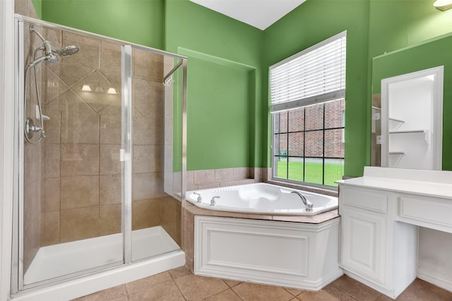 1910 Saint Johns Ave, Allen, TX 75002 - full bathroom with a shower stall, a bath, vanity, and tile patterned floors