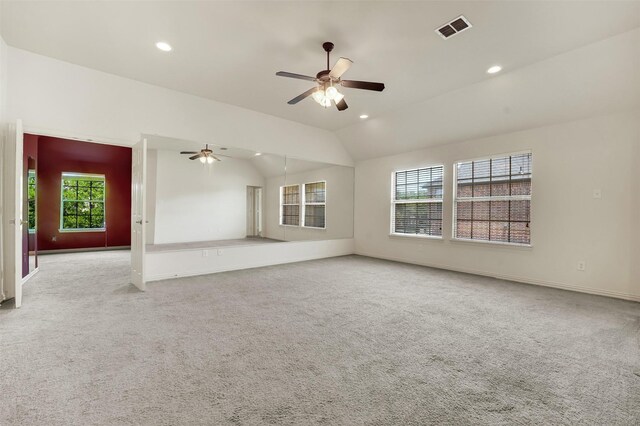 1910 Saint Johns Ave, Allen, TX 75002 - carpeted empty room with ceiling fan, recessed lighting, and vaulted ceiling