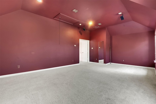 1910 Saint Johns Ave, Allen, TX 75002 - unfurnished room with lofted ceiling, attic access, and carpet flooring