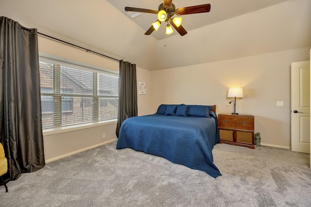 7219 Brisa Rd, Grand Prairie, TX 75054 - carpeted bedroom with vaulted ceiling and a ceiling fan