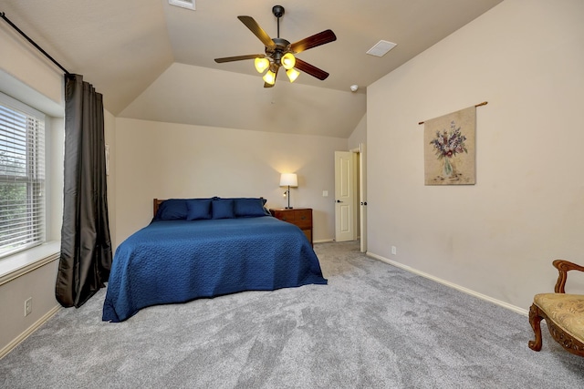7219 Brisa Rd, Grand Prairie, TX 75054 - carpeted bedroom with lofted ceiling and ceiling fan