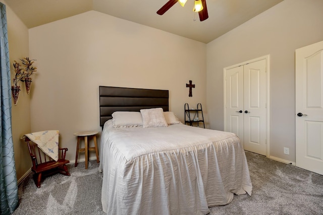 7219 Brisa Rd, Grand Prairie, TX 75054 - carpeted bedroom with lofted ceiling, a closet, and a ceiling fan