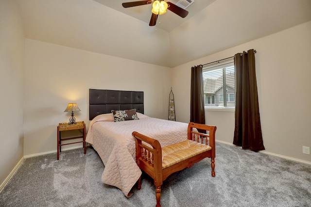 7219 Brisa Rd, Grand Prairie, TX 75054 - carpeted bedroom with lofted ceiling and a ceiling fan