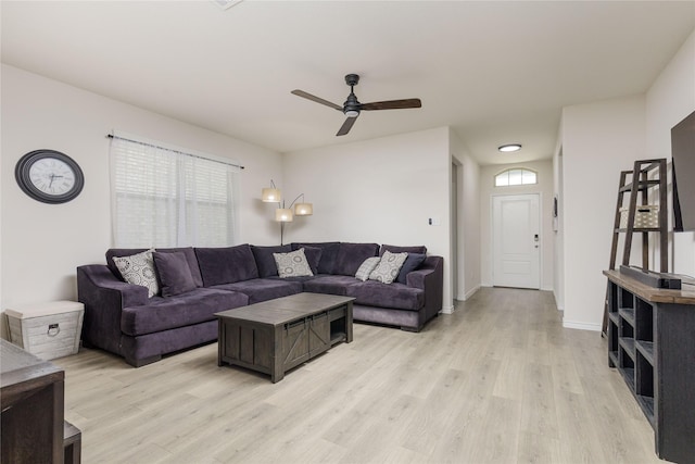 2265 Obsidian Dr, Little Elm, TX 76227 - living room with light wood-type flooring and ceiling fan