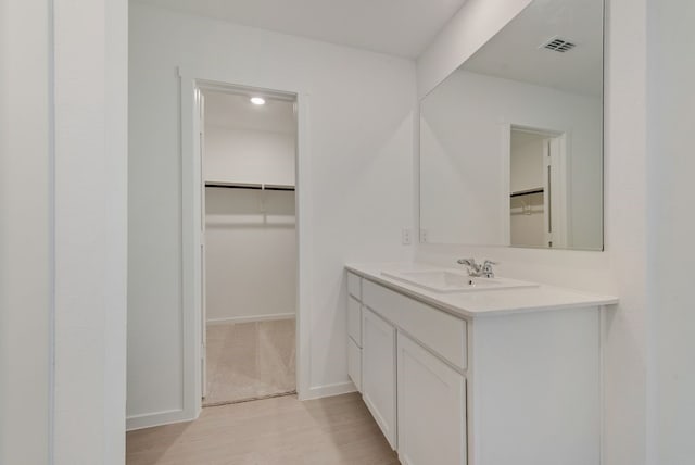 1657 Crested Way, Fort Worth, TX 76140 - bathroom with vanity, a walk in closet, and wood finished floors