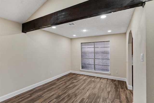 1037 Alicia Ln, Lancaster, TX 75134 - unfurnished room with dark wood-type flooring, recessed lighting, and vaulted ceiling