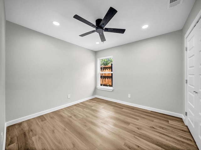 3505 Morningstar Ln, Farmers Branch, TX 75234 - spare room featuring recessed lighting, ceiling fan, and wood finished floors