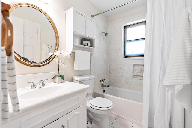 301 Sunset Blvd, Hewitt, TX 76643 - full bathroom featuring shower / bath combination with curtain, vanity, and tile patterned flooring